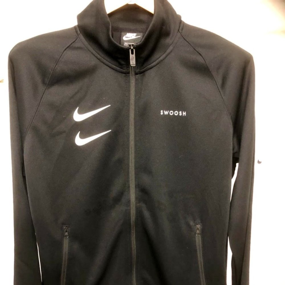 RARE NIKE SPORTY CHIC DOUBLE SWOOSH ZIP UP JACKET SIZE SMALL UNISEX FIT